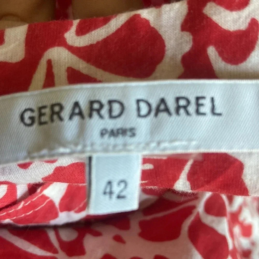 Gerard Darel Cotton Voile Popover Blouse Stamped Floral Sz 42 100% Cotton - Picture 6 of 7